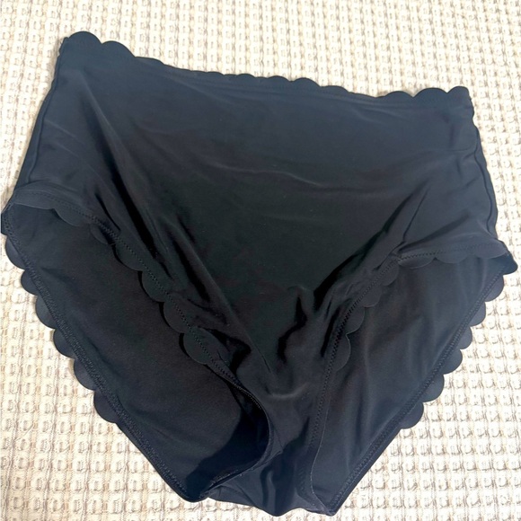 NWOT J. Crew Black Scalloped High-Waisted Bikini Bottom - Picture 1 of 9